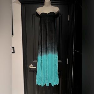 Dip dyed strapless maxi dress